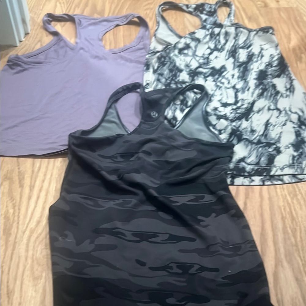 Lululemon Womens Racerback Tanks Camouflage, Purple, & Black/White Marble design